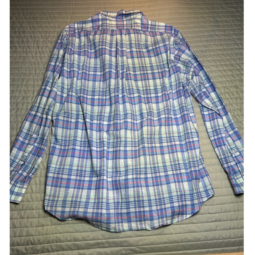 Vineyard Vines Mens Slim Fit Tucker Shirt Blue Pink Plaid Long Sleeve Size Large - Picture 8 of 8